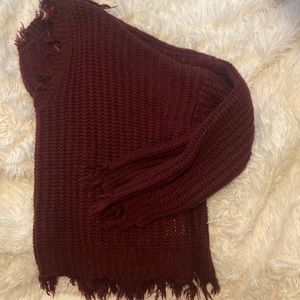Distressed boutique sweater maroon